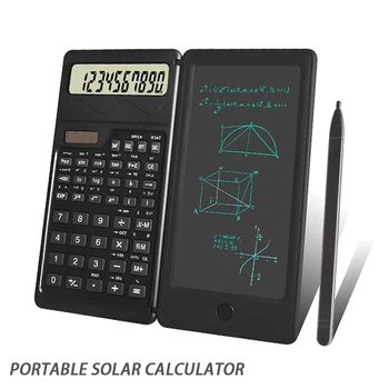 Портативный Солнечный калькулятор с 6,5-дюймовым ЖК-экраном, планшет для письма, Складной Научный калькулятор, доска для рукописного ввода со стилусом