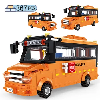 367ШТ Великобритания Лондон Brt Двухэтажный автобус Строительные блоки Красный автобус Городская школьная машина Кирпичи DIY Просветительские игрушки для детей Подарки