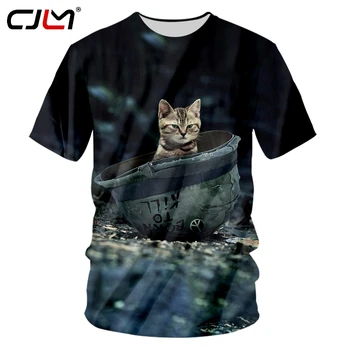 Мужская новая трендовая футболка 2019 года, футболка с 3D-принтом street cat, повседневная рубашка размера оверсайз 6XL, сложная CJLM
