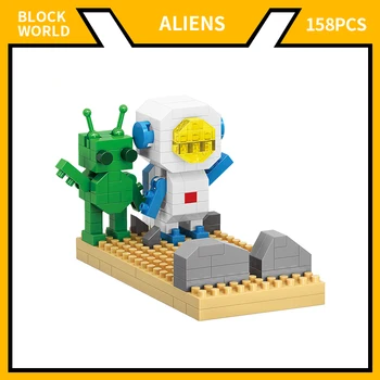Строительный блок астронавта, держатель для мобильного телефона, настольная фигурка космонавта, декоративный кирпич с 6 доступными типами игрушек для детей на День рождения.