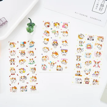 6 шт. /лот, бумажные наклейки для дневника с цветущим котом, скрапбукинг, милые хлопья, канцелярские принадлежности