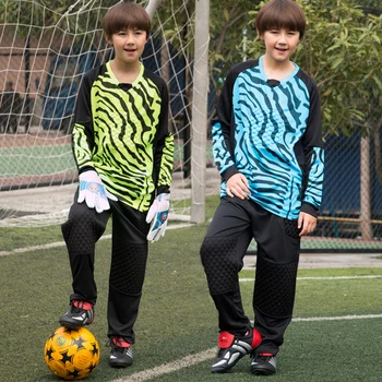комплект детской майки футбольного вратаря 2018 года, одежда футбольного вратаря для мальчиков, Губчатый протектор с длинным рукавом, футбольная форма