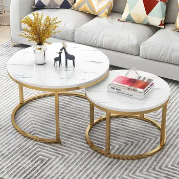 70 + 50 см 80 + 60 см Журнальные столики 2 в 1 для гостиной текстура комбинированной деревянной мебели круглый чайный столик