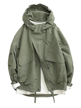 Негабаритная Армейская зеленая куртка-бомбер, женские пальто на молнии в стиле Харадзюку с длинным рукавом, Женские Свободные осенние пальто с капюшоном и завязками, женские