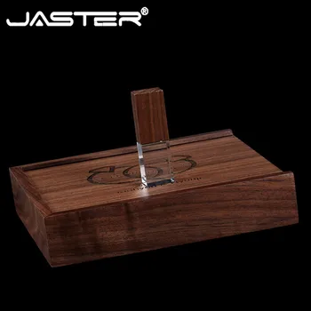 JASTER USB2.0 коробка из орехового дерева (170 * 170) флэш-диск crystal pen drive 4G 8G 16G 32G 128GB 64G U-диск свадебный памятный подарок