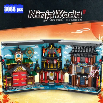В НАЛИЧИИ MOC Creativity Bookend Ninja Garden Display Book Assembly Building Block Bricks, Детские игрушки, Подарочный набор на День рождения
