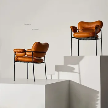 Скандинавские Дизайнерские Повседневные обеденные стулья для спальни, Креативное кресло для домашнего ресторана, диван-кресло для гостиной отеля с подлокотником