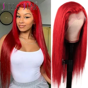 Цветные 99J Бордово-красные парики из человеческих волос на кружеве, Бразильские прямые парики из человеческих волос 13x4, парики из человеческих волос на кружеве для женщин Remy