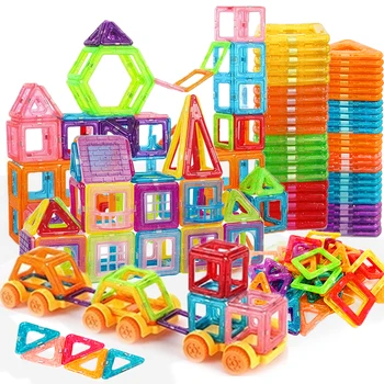 64-184 шт. Детские магнитные строительные блоки, магнитные игрушки мини-размера для мальчиков, конструктор, стержневая игрушка для детей и девочек