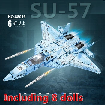 Серия самолетов 88016 1456шт СУ-57 Тяжелый боевой строительный блок Модель бомбардировщика Кирпичные игрушки для подарка ребенку на День рождения