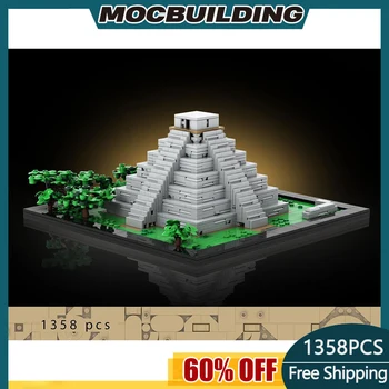 Строительный блок MOC Технология пирамид майя Кирпичи Вид на улицу Самодельный замок Собранная Архитектурная модель Игрушки Детские праздничные подарки