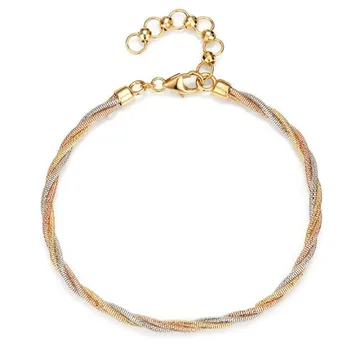 Браслет из чистого желтого золота 18 карат, женский браслет из золотой веревки AU750