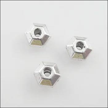 100 Новых Талисманов Тибетского Серебряного Тона Крошечные Шестигранные Распорные Бусины 5 мм
