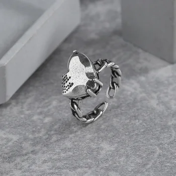 Тайские серебряные кольца с лавовым сердечком, Сладкие Крутые Аксессуары Y2k для женщин, Женские регулируемые кольца в стиле хип-хоп, ювелирные изделия