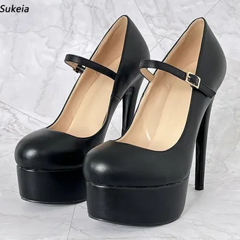 Sukeia Реальные фотографии Женские весенние туфли-лодочки с круглым носком, пикантные черные туфли для ночного клуба на шпильке, большие размеры США 5-20