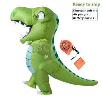 Обновленная версия, надувной костюм динозавра для всего тела, Семейная вечеринка, Забавное Носимое Мультяшное Зеленое платье динозавра в подарок