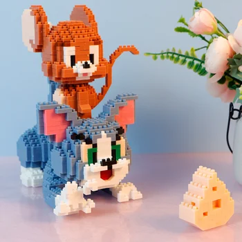Милый кот и озорная мышка, строительные блоки для детских игрушек-декораций