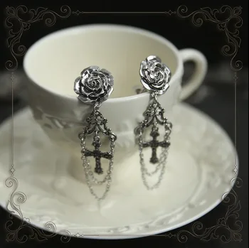 Винтажные модные серьги-скелеты серебристого цвета в старинном стиле с розами, серьги с длинными цветочными кисточками, украшения для банкета