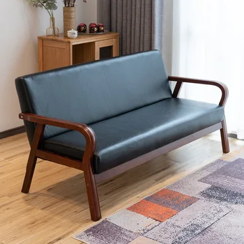 Диваны для маленькой гостиной из массива дерева, Ленивый диван из искусственной кожи в японском ретро-стиле, одноместный диванчик Sofy Do Salonu Home Furniture WK50SF