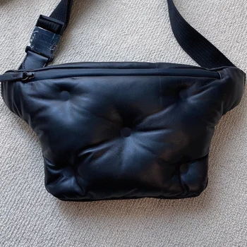 Повседневная кожаная сумка-мессенджер 2023, черная поясная сумка унисекс, сумка-мессенджер, Унисекс-сумка