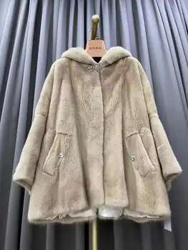 Шуба из норки средней длины, женские зимние норковые пальто и куртки из натурального меха, женская длинная теплая винтажная женская одежда