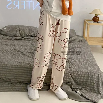 Sanrio Пижамные брюки Hello Kitty, Женские брюки, Летние Тонкие Женские Джинсы, Уличные Модные Розовые брюки Y2k, Корейские брюки Y2k