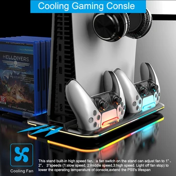 Вертикальная охлаждающая подставка Игровой шлем Стойка контроллер Охлаждающая станция Диск для хранения с RGB подсветкой DC5V-5,5 В для PS VR2 PS5