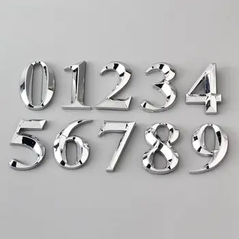 Наклейки с номером дома 3D самоклеящаяся дверная табличка с цифрами Адрес двери квартиры отеля офиса этикетка из АБС пластика 5 см серебристого цвета