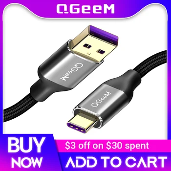 QGEEM 5A USB Type C Кабель для Huawei P20 Mate 20 Pro USB Быстрая Зарядка USB C Кабель Для Передачи данных Honor V10 Supercharge Type-C Кабель