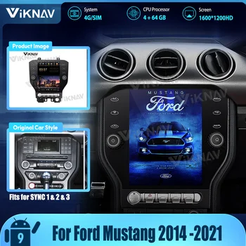 Автомобильное Радио 128 ГБ Для FORD Mustang 2014-2020 2021 Обновление Мультимедийного Сенсорного Экрана IPS Аудио GPS 2 Din Беспроводной CarPlay Стерео