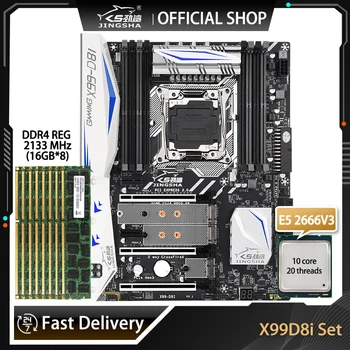 Материнская плата JINGSHA X99 D8I LGA 2011-3 В комплекте с процессором E5 2666V3 И оперативной памятью DDR4 8 *16G = 128G ECC REG С Wi-Fi High-end Game Boar